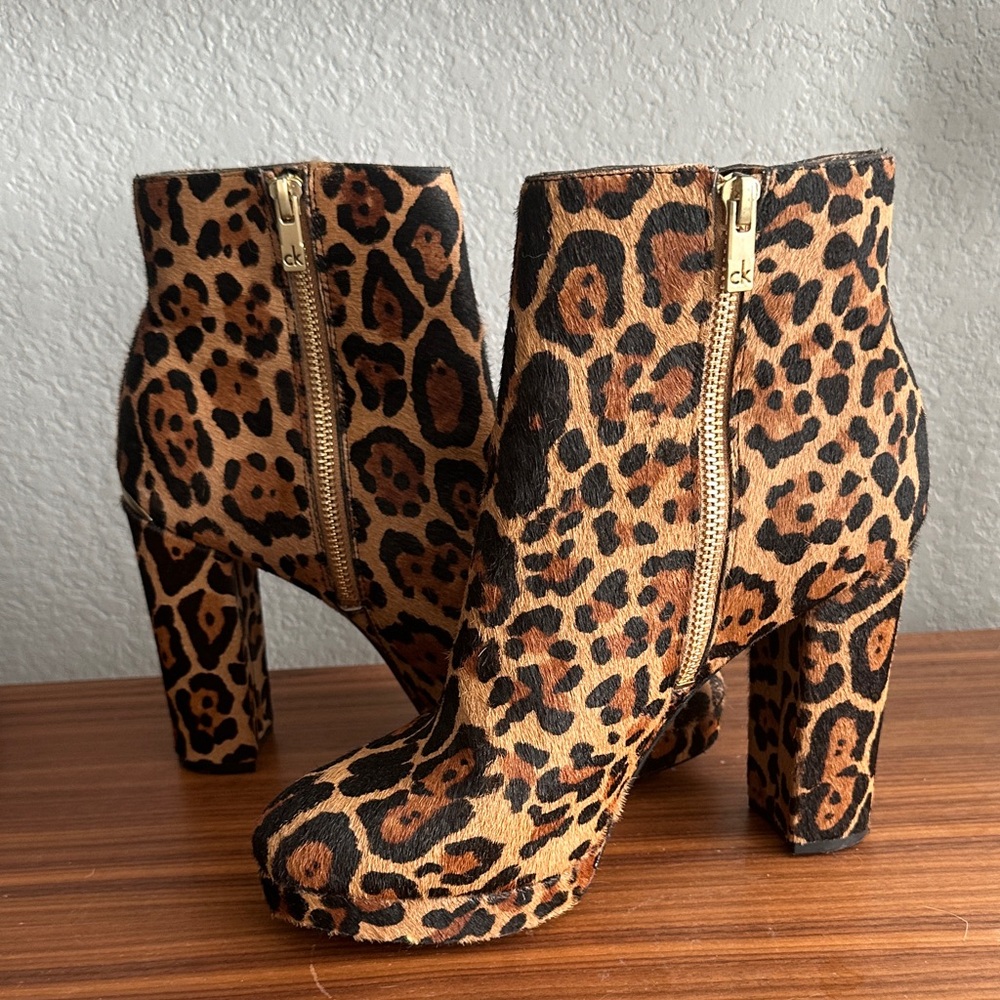 Calvin Klein Animal Print Heeled Boots